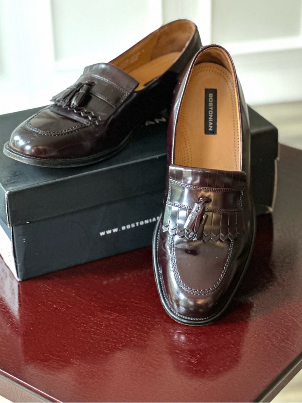 Bostonian Delta Tassel Loafers Men’s 12D Burgundy Leather Dress Shoes Classic